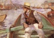 Christian Krohg Look ahead,the harbour at Bergen oil painting